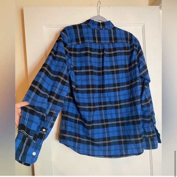 J. Crew Oxford Flannel Slim Fit Blue Plaid Button Down Long Sleeve Dress Shirt - Picture 5 of 7